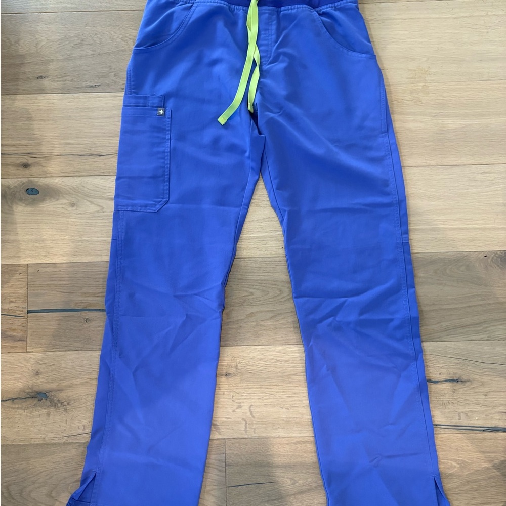 Figs Men's Joggers in Blue with Green Drawstring